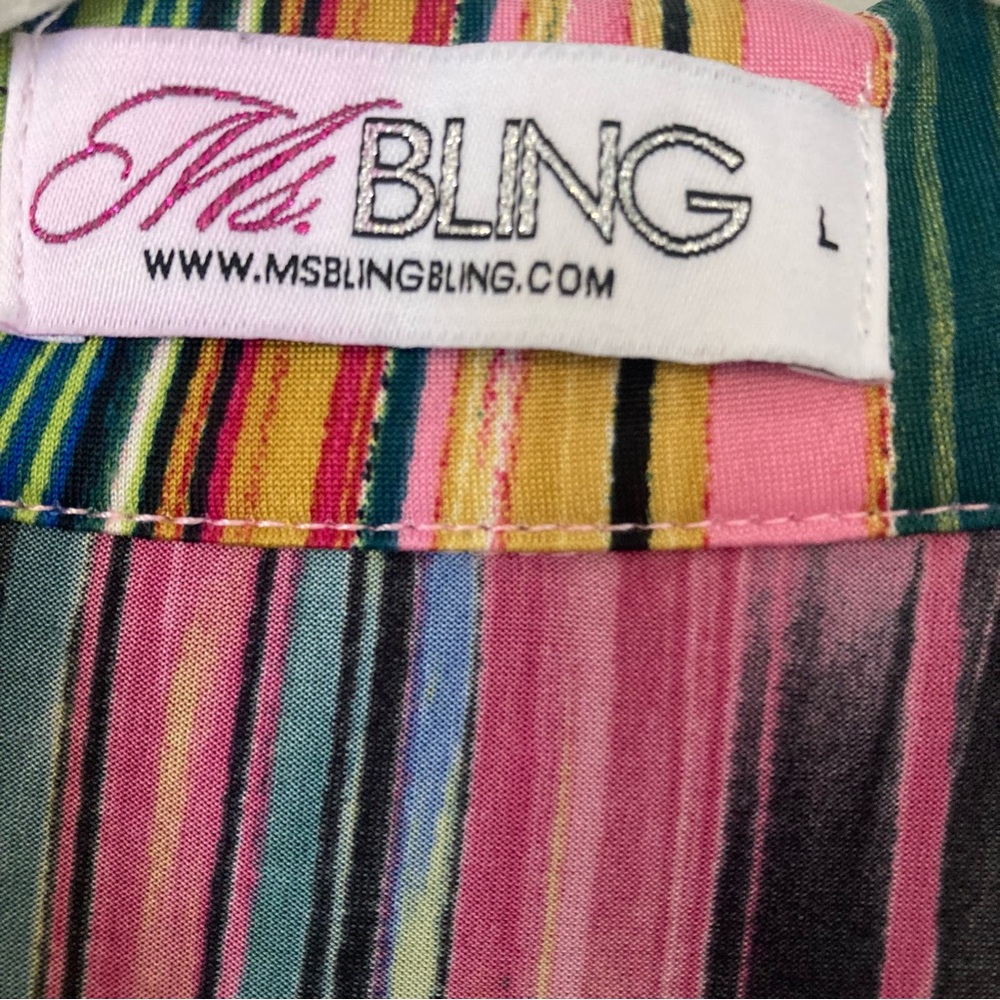 Ms.BlingBling Woman’s large Shirt groovy retro 70’s Peace Colorful Marbleized - Picture 3 of 13